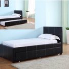 Black Leather Twin Trundle Bed