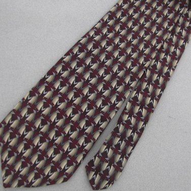Endangered Species Silk Tuxedo Penguin Maroon Tan Neck Tie Men Designer Tie EUC