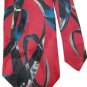 STUDIO 54 ART DECO MAROON BLUE BLACK SILK MEN NECK TIE Men Designer Tie EUC