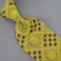 VINTAGE DANBURY YELLOW BROWN CIRCLES GEOMETRIC TEXTURE 60s 70s Neck Tie #V-2
