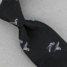 Vtg Redwood & Ross Switzerland Narrow Silk Flying Birds Black 70s Neck Tie #V-4