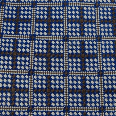 FRATELLI ITALY BLUE BEIGE CHECKER WOVEN Neck Tie Men Designer Tie EUC