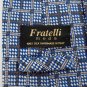 FRATELLI ITALY BLUE BEIGE CHECKER WOVEN Neck Tie Men Designer Tie EUC