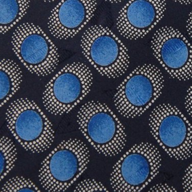 LDM ITALY BLUE GRAY OVAL PATTERN SILK MEN NECK TIE Men Designer Tie EUC