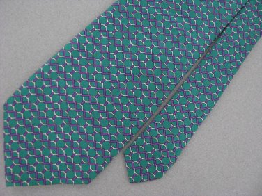 Jos A Bank Geometric Green Silk Dress Shirt Tie Red Neck Tie Men Designer EUC