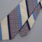 Vtg Par Excellence Fat Wide Gold Blue Stipe Floral Texture 60s Neck Tie #V-4 EVC