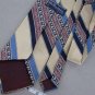 Vtg Par Excellence Fat Wide Gold Blue Stipe Floral Texture 60s Neck Tie #V-4 EVC