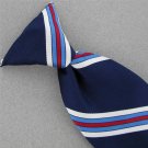 Vtg Anonymous Blue Red Stripe Clipon Clip-On Regimental 60s 70s Men Neck Tie V-4