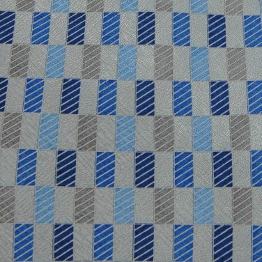 RAFAEL STRIPE WOVEN BLUE GREY SILK Men Neck Tie Men Designer Tie EUC