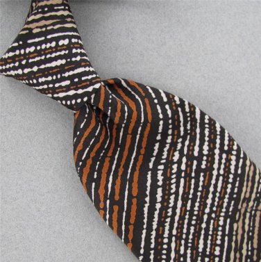VTG EUROPEAN COLLECTION BLACK BROWN STRIPE THICK WIDE 60s 70s Neck Tie #V-2