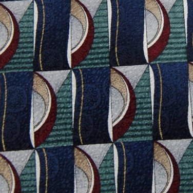 STAFFORD OVALS BLUE GREEN MAROON SILK MEN NECK TIE Men Designer Tie EUC