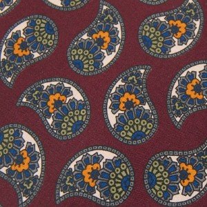 #1A ROBERT TALBOTT PAISLEYS MAROON BLUE SILK Men Neck Tie