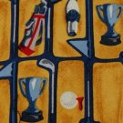#1A JOHN HENRY GOLF LOGOS YELLOW BLUE COTTON MEN NECK TIE