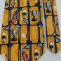 #1A JOHN HENRY GOLF LOGOS YELLOW BLUE COTTON MEN NECK TIE