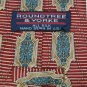 #1A ROUNDTREE & YORKE STRIPE RED WHITE TAN MEN NECK TIE