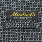 #1A New Michael's Italy Woven Square Checkered Grey Black Silver Silk NECKTIE
