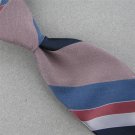 XL 60"Vtg Damon Stripe Blue Peach Regimental Narrow Texture 70s Neck Tie V-4 EVC
