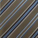 New TASSO ELLA TAN STRIPE WOVEN SELF TIPPED NECK TIE Men Designer Tie EUC