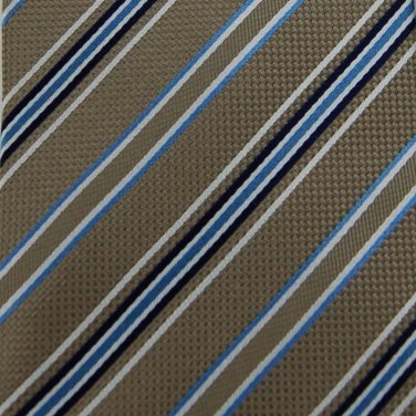 New TASSO ELLA TAN STRIPE WOVEN SELF TIPPED NECK TIE Men Designer Tie EUC