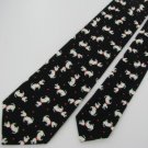 Vintage Rare 3 1/8" Hand Made Cotton Dogs Black Whtie Red Necktie Neck Tie #EV