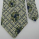 #1A STRUCTURE USA FLORAL CHECKER OLIVE NAVY GREY  Silk Men Neck Tie Necktie