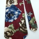 #1A HAGGAR FLORAL MAROON BLUE BROWN GREEN SILK MEN NECK TIE