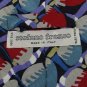 STEFANO FRANCO NECKTIE ITALY STRIPE OVALS RED TEAL Neck Tie Men Designer Tie EUC