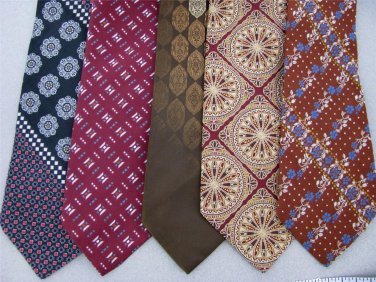Vtg 5 Wembley JC Penney Art Art Nouveau Geomatric Texture 70s Necktie Ties Lot