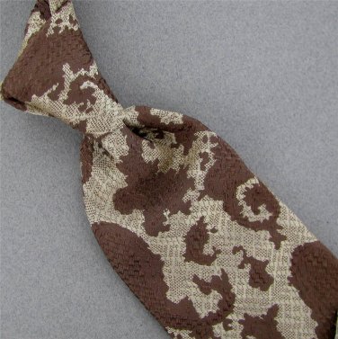 VINTAGE WEMLON WEMBLEY BEIGE BROWN ART NOUVEAU FAT 60s 70s Mens Neck Tie #V-2