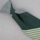 Vtg Anonymous Houndstooth Stripe Green Clipon Clip-On 60s 70s Mens Neck Tie #V-4