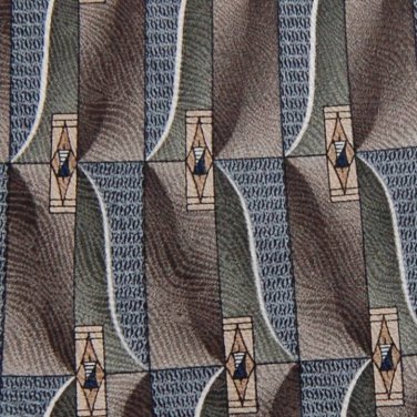 HAGGAR BROWN GREEN BLUE WHITE SILK NECK TIE EUCMen Designer Tie EUC