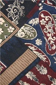 #1A ROBERT STOCK ART DECO SILK SANDWASHED RED BLUE NECKTIE