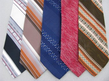 Vtg 5 Sears Countess Mara Damon Ray Beers Stripe Fat Texture 70s Neck Ties Lot