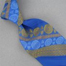 VINTAGE GOLDEN CLASP SKYBLUE STRIPE CIRCLE TEXTURE GLOSS WIDE 60s Neck Tie #V-3