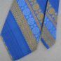 VINTAGE GOLDEN CLASP SKYBLUE STRIPE CIRCLE TEXTURE GLOSS WIDE 60s Neck Tie #V-3