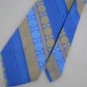 VINTAGE GOLDEN CLASP SKYBLUE STRIPE CIRCLE TEXTURE GLOSS WIDE 60s Neck Tie #V-3