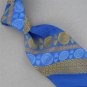 VINTAGE GOLDEN CLASP SKYBLUE STRIPE CIRCLE TEXTURE GLOSS WIDE 60s Neck Tie #V-3