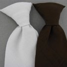 Vintage Lot of 2 Snap On Clip-On 60s 70s White Brown Solid Men Neck Tie Ties V-4
