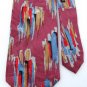 LANDS END Art Deco PURPLE BLUE RED BRONZE Mens NECK TIE Men Designer Tie EUC
