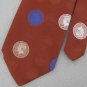 Vintage Regal Brown Blue Quarter Nickel Dime Penny 60's 70's Mens Neck Tie #EV