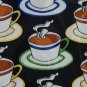 #1A RUDDEE RICCO 'COFFE CUPS' BLACK BROWN BLUE TIE NECKTIE