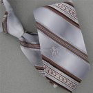 VTG BRONZINI SILVER BROWN STRIPE NARROW MONOGRAM 60s 70s Neck Tie #V-1
