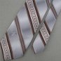 VTG BRONZINI SILVER BROWN STRIPE NARROW MONOGRAM 60s 70s Neck Tie #V-1