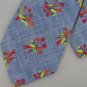 VINTAGE QIANA RED SKYBLUE FLORAL FAT TEXTURE 60s 70s Neck Tie #V-2