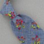 VINTAGE QIANA RED SKYBLUE FLORAL FAT TEXTURE 60s 70s Neck Tie #V-2