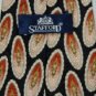 #1A STAFFORD Italy OVAL BLACK ORANGE GOLD SILK NECK TIE
