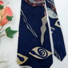 ALBERT NIPON NavyBlue TAN GRAY ABSTRACT Neck Tie Men Designer EUC