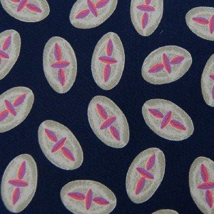 #1A HARKEN LTD. OVALS NAVY GREY PINK SILK MEN NECK TIE