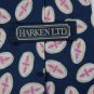 #1A HARKEN LTD. OVALS NAVY GREY PINK SILK MEN NECK TIE