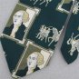 VTG GEORGE WASHINGTON GREEN REVOLUTIONARY SOLDIER TEXTURE 60s 70s Neck Tie #V-3
